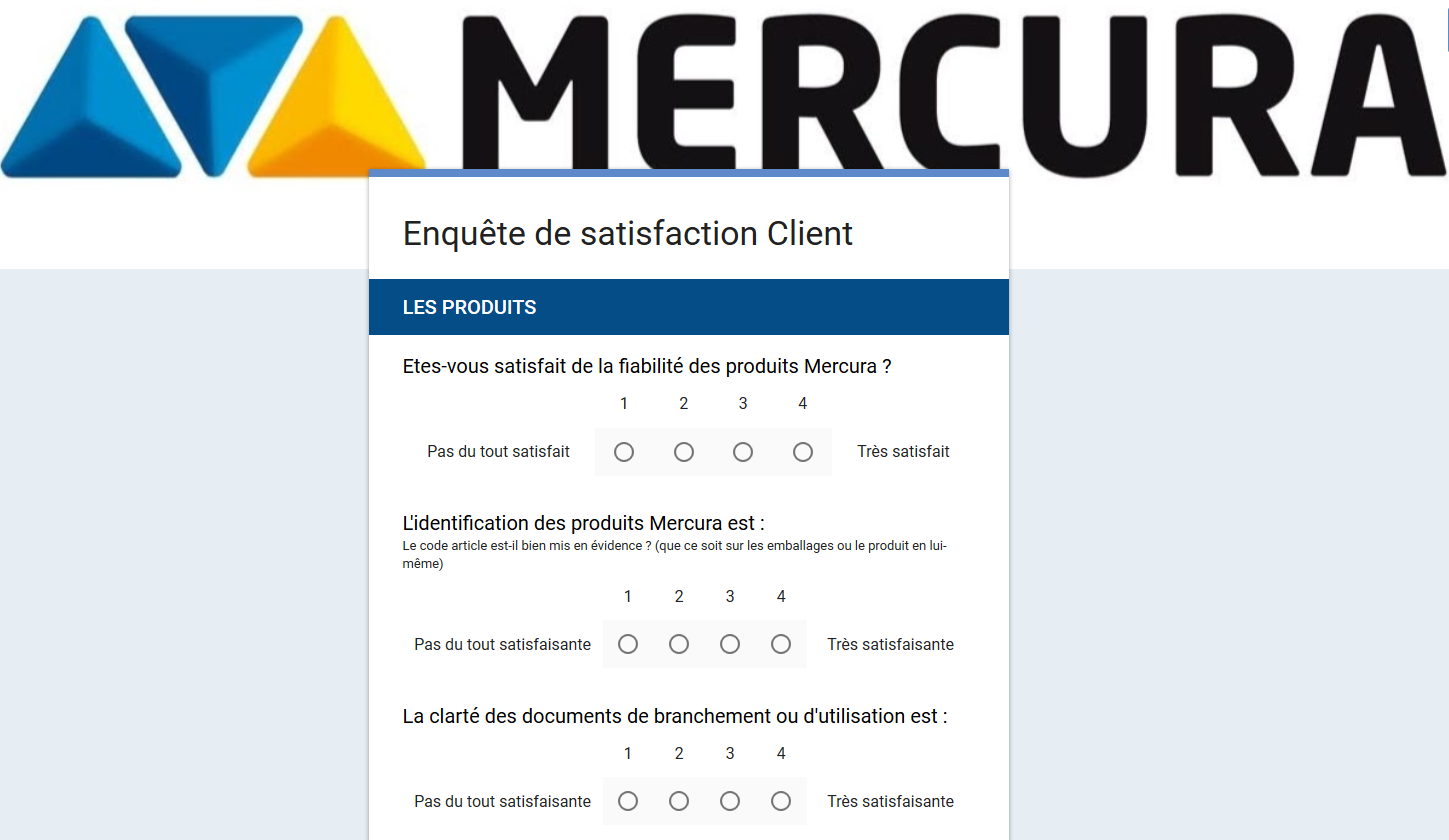 Formulaire Enquête de satisfaction client